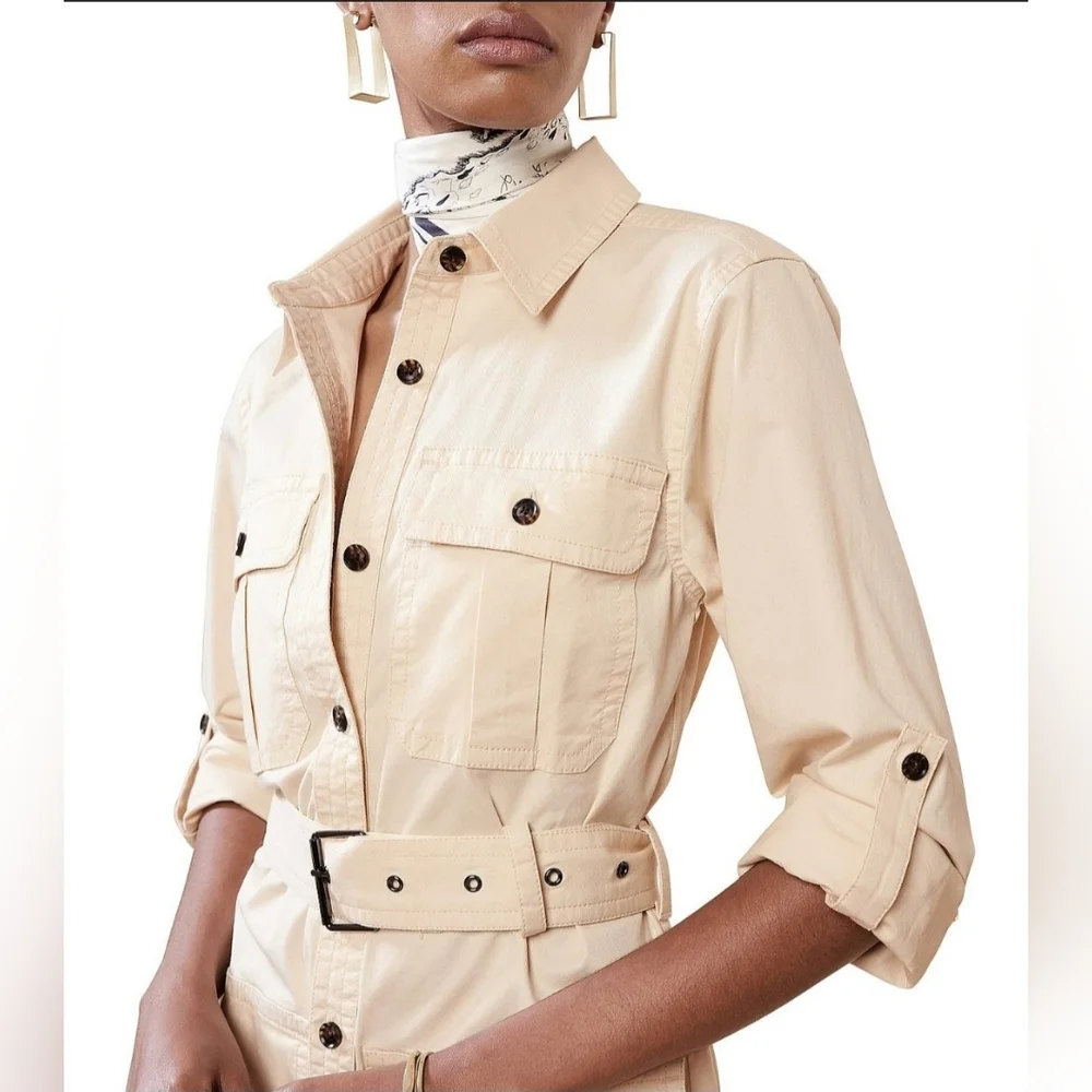 Banana Republic Heritage Expedition Cream Belted Dress